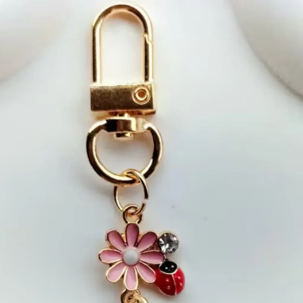 Gifted to Customer ~ PINK Flower Keychain / Bag Charm - Initial B